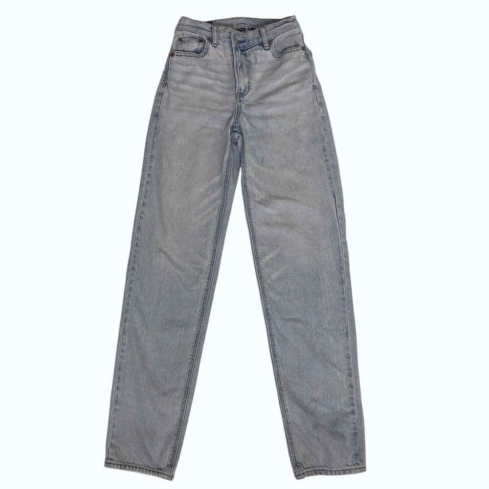 American Eagle Highest Rise Baggy Straight Jeans Light Wash Blue Womens 000 Reg